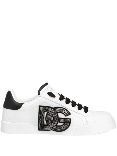 Dolce & Gabbana Portofino Light Strobel Sneaker In Calfskin In Multi