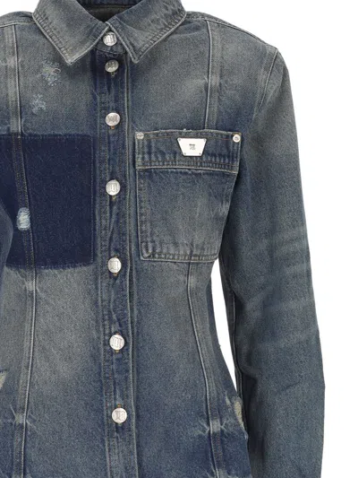 Misbhv Buckled Long-sleeved Denim Jacket In Blue
