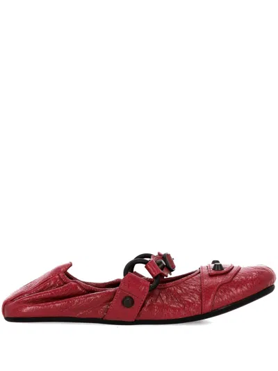 Balenciaga City Ring-detail Ballet Flats In Red