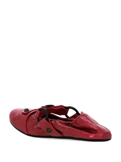 Balenciaga City Ring-detail Ballet Flats In Red