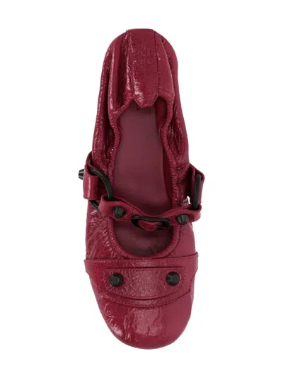 Balenciaga City Ring-detail Ballet Flats In Red