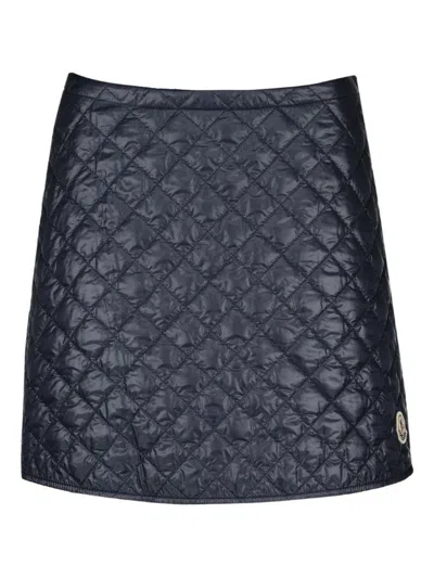 Moncler Womens Quilted Skirt In Blue