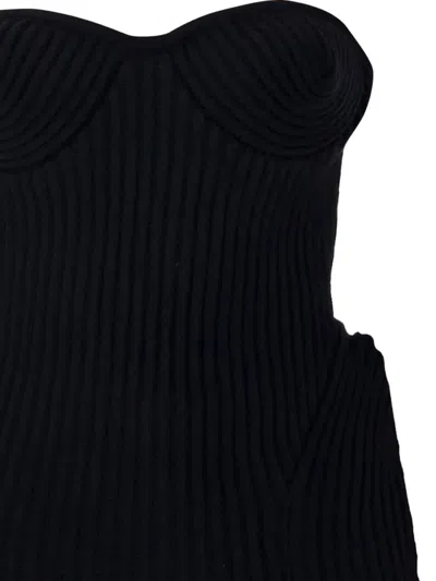 Jean Paul Gaultier Fitted Wool-blend Ribbed Knit Top In Blue