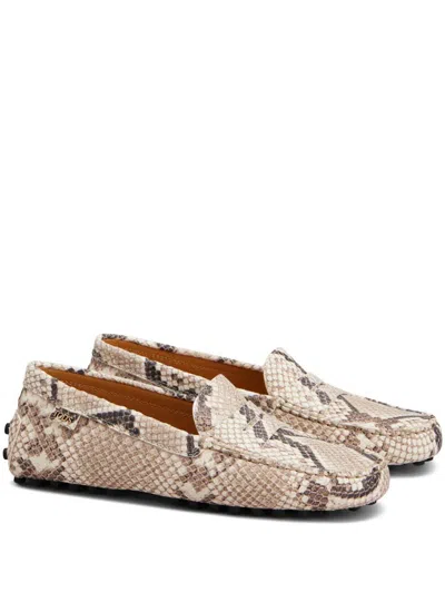 Tod's Snake-effect Leather Driving Loafers In Animal Print