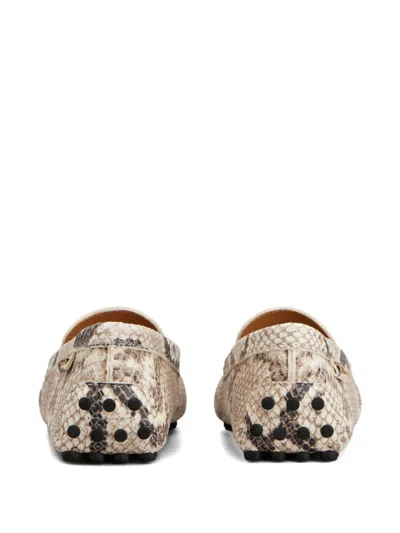 Tod's Snake-effect Leather Driving Loafers In Animal Print