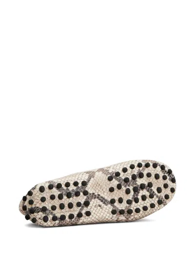 Tod's Snake-effect Leather Driving Loafers In Animal Print