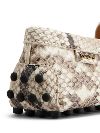 Tod's Snake-effect Leather Driving Loafers In Animal Print