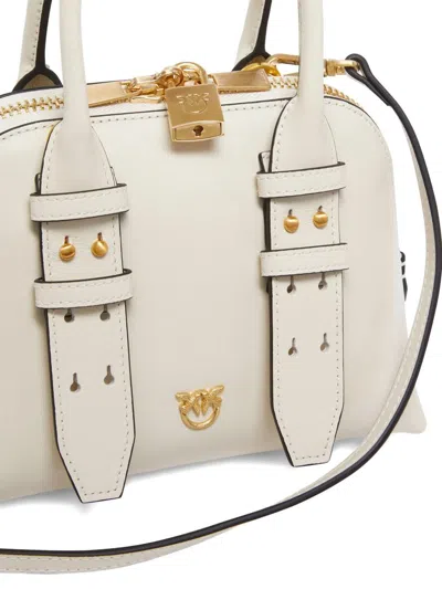 Pinko Leather Mini Escape Bag Bowling Bag In White