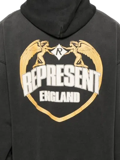 Represent Oversize Distressed Angel Border Graphic Hoodie In Black
