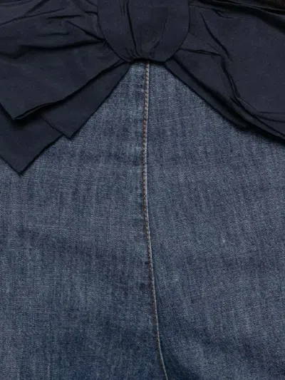 Valentino Garavani Denim Bermuda Shorts With Oversized Bow In Blue