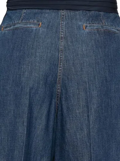 Valentino Garavani Denim Bermuda Shorts With Oversized Bow In Blue