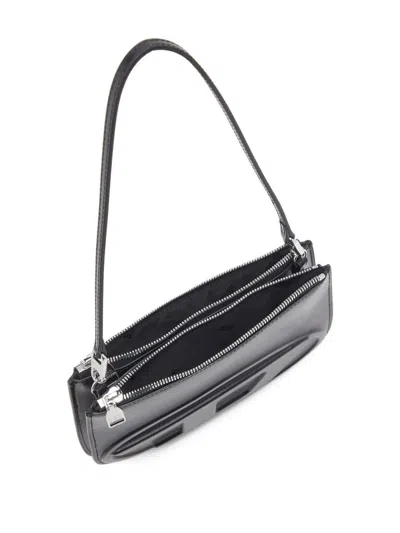 Diesel 1dr 20. Twin Shoulder Bag In Black Leather In Black