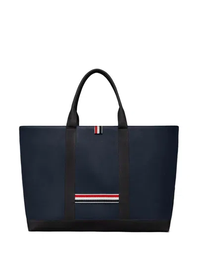 Thom Browne Structured Medium Tool Tote With Drawstring Closure In Blue