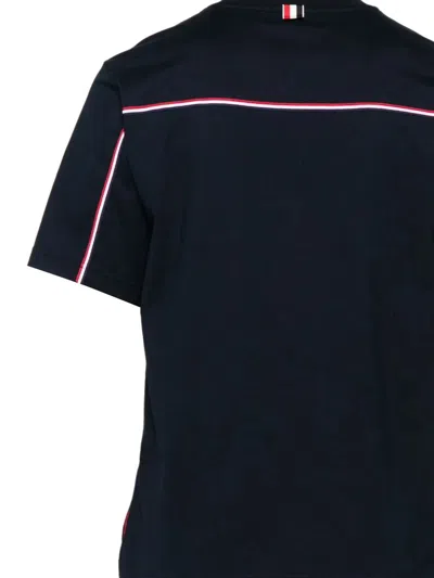 Thom Browne Navy Blue Medium Weight Cotton Jersey T-shirt In Multi