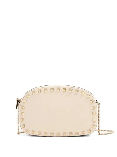 Valentino Garavani Rockstud Leather Crossbody Bag In Neutral