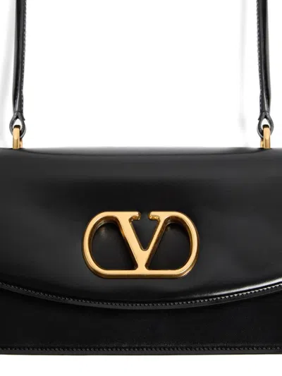 Valentino Garavani Vain Vlogo Leather Top-handle Bag In Black