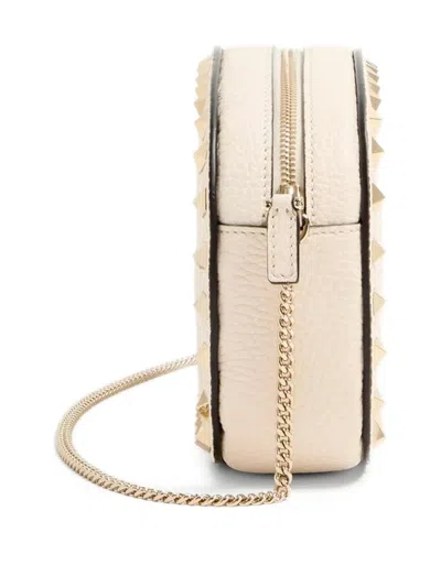 Valentino Garavani Rockstud Leather Crossbody Bag In Neutral