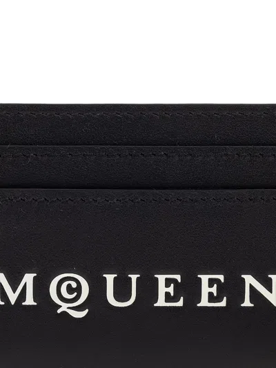 Alexander Mcqueen Leather Card Case With Multiple Compartments In Black
