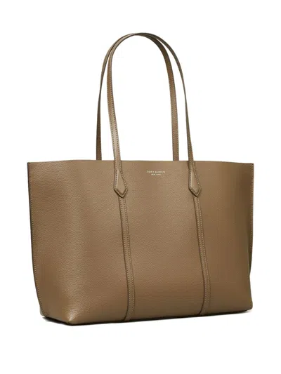 Tory Burch Perry Triple Compartment Leather Tote In Brown