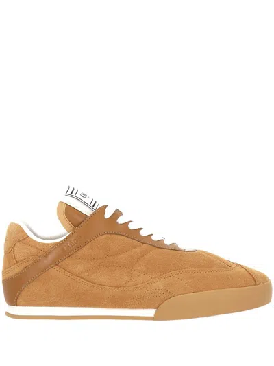 Chloé Kick Cinnamon Brown Sneakers In Suede In Burgundy