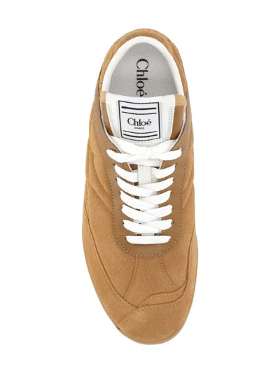 Chloé Kick Cinnamon Brown Sneakers In Suede In Burgundy