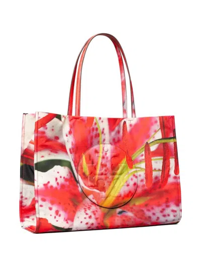 Tory Burch Red Ella Printed Large Tote In Multi