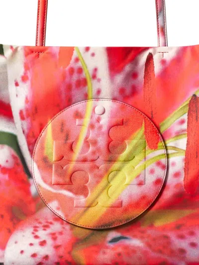 Tory Burch Red Ella Printed Large Tote In Multi