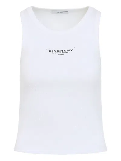Givenchy Women Slim Tank Top With Logo Print In White
