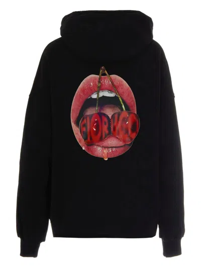 Fiorucci Cherry Mouth Black Sweatshirt In Multi