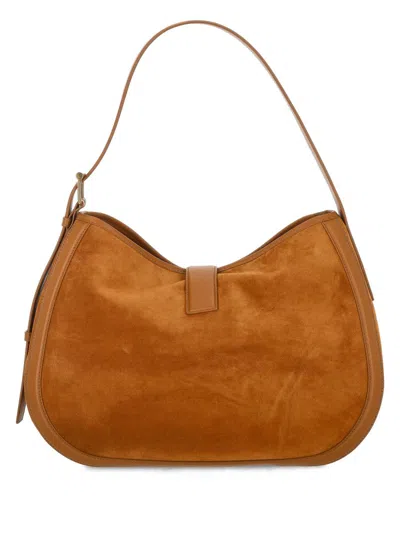 Alexander Mcqueen T-bar Suede Shoulder Bag In Brown