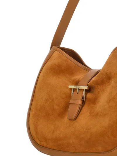 Alexander Mcqueen T-bar Suede Shoulder Bag In Brown