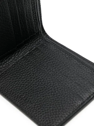 Bally Leather Wallet With Textured Contrast Stripe In Black