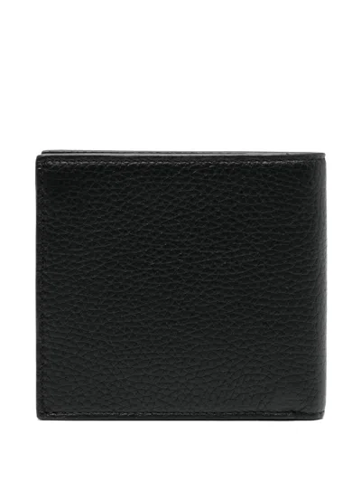 Bally Leather Wallet With Textured Contrast Stripe In Black