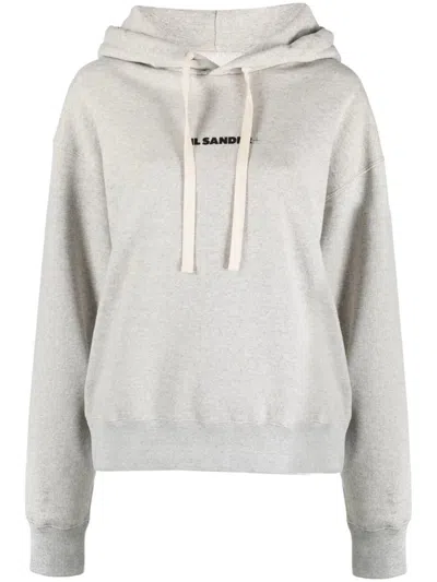 Jil Sander Grey Cotton Hoodie In Multi