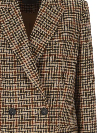 Lorena Antoniazzi Houndstooth Double-breasted Jacket In Brown