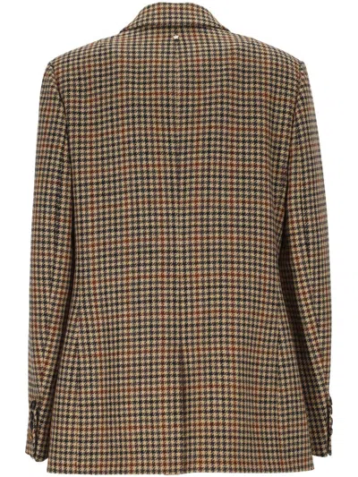 Lorena Antoniazzi Houndstooth Double-breasted Jacket In Brown