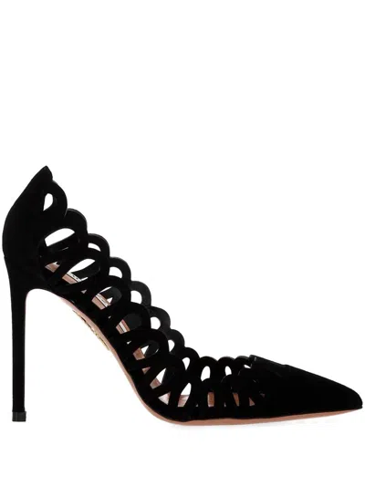 Aquazzura 110mm Cut-out Stiletto Heeled Pumps In Black