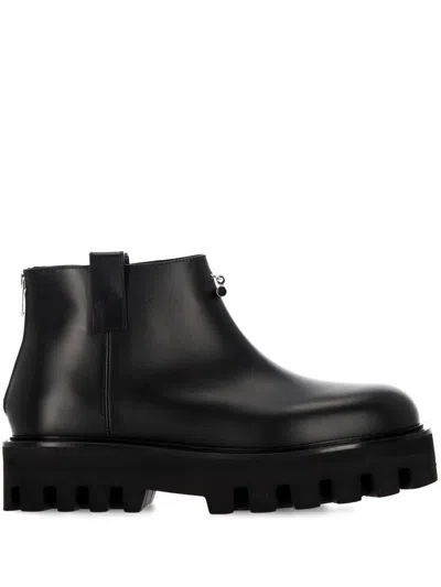 Alexander Mcqueen Ankle Boots Smooth Calfskin Chunky Sole In Black