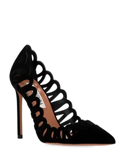 Aquazzura 110mm Cut-out Stiletto Heeled Pumps In Black
