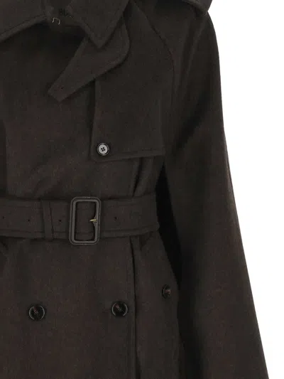 Burberry Cashmere Coat With Belted Waist And Epaulettes In Brown