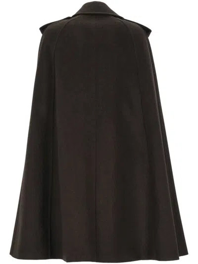 Burberry Cashmere Coat With Belted Waist And Epaulettes In Brown