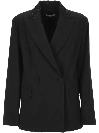 Antonelli Double-breasted Suit Jacket In Black