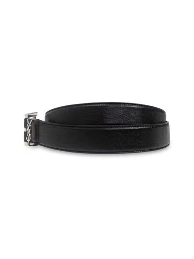 Saint Laurent 2cm Full-grain Leather Belt In Black