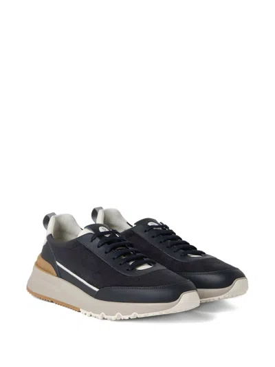 Brunello Cucinelli Sneakers Round Toe Contrast Sole In Black