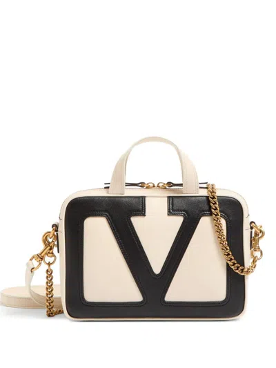 Valentino Garavani Ivory Leather Viva Superstar Handbag In Black