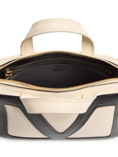 Valentino Garavani Ivory Leather Viva Superstar Handbag In Black