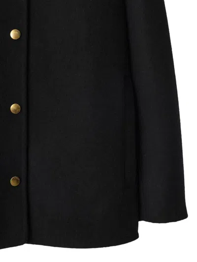 Burberry Wool Twill Overshirt In Black