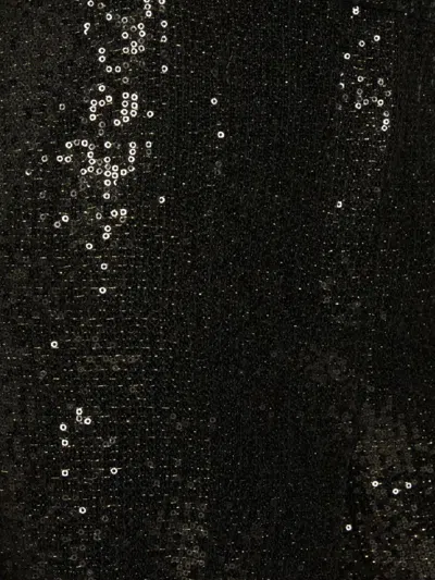 Genny High Waist Wide Leg Sequin Trousers In Black