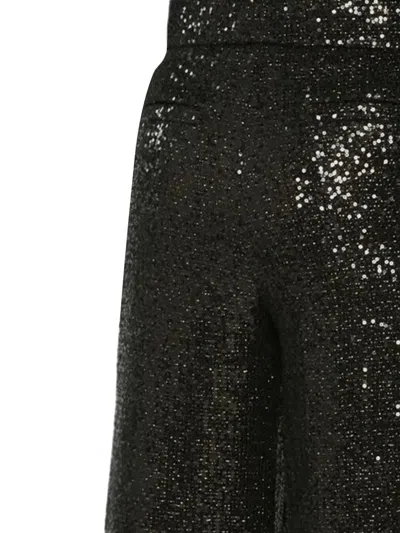 Genny High Waist Wide Leg Sequin Trousers In Black