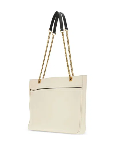 Valentino Chain Strap Shopper Featuring External Pocket In White